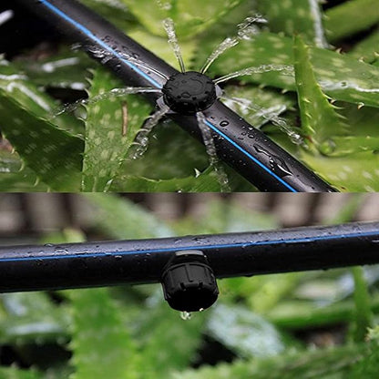 100 Pcs Adjustable Irrigation Drippers Sprinklers 1/4 Inch Emitter Dripper Micro Drip Irrigation Sprinklers for Watering System, Black.