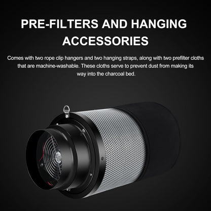 MELONFARM Air Filtration Kit 6", Built-in 14cm Fan Low Nois Carbon Filter with 12-Speed Controller, 8' Ducting, Cooling & Ventilation System for Grow Tents, Indoor Gardening, Hydroponics