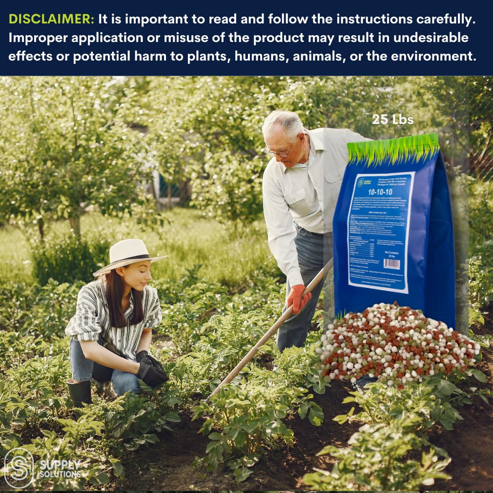 Supply Solutions 10-10-10 Complete Lawn & Garden Granular Fertilizer with Micronutrients – Balanced NPK Plant Food for Soil Health, Blooms & Roots – Safe for Vegetables, Fruits, Lawns (25 Pounds)