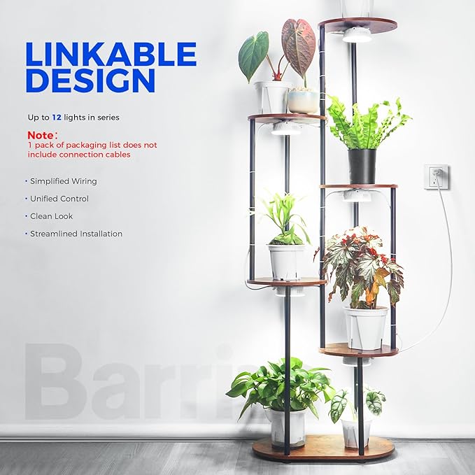 Barrina Orbgrow OG09 Puck LED Grow Light, 5000K 9W (135 Watt Equiv), Plant Lights for Indoor Plants Full Spectrum, Magnetic & Linkable, Small Grow lamp, Perfect for Plant Shelf, 1 Pack