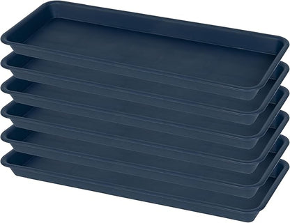 6 Pack of Plastic Plant Trays, Rectangular Plant Saucers for Indoors Outdoor, Water Drip Trays for Flower Pot Planter, Windowsill (6 X 11 Inch, Blue)