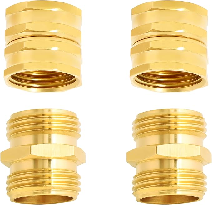TAROSE 4 Pack Brass Garden Hose Adapter, Male to Male Hose Adapter Connector, GHT to NPT Adapter Hose Fitting,Brass Garden Hose to Pipe Fittings Connect