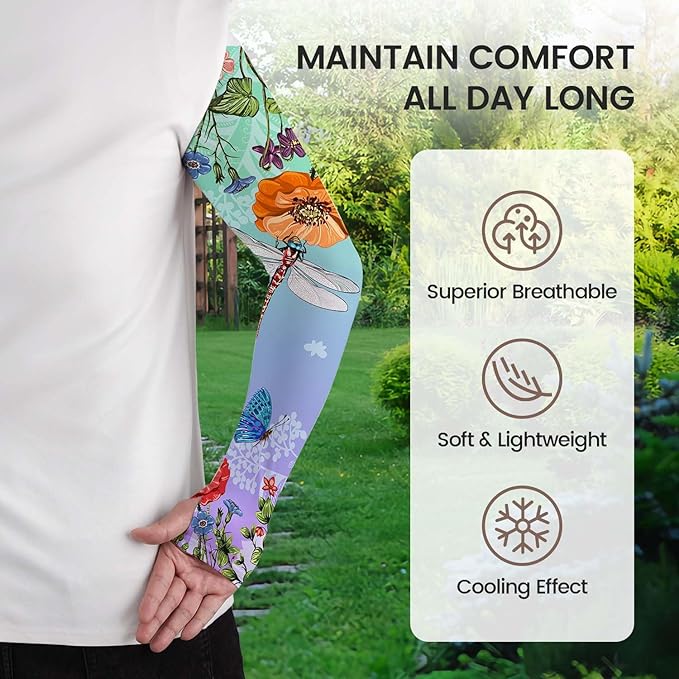 Gardening Sleeves Farm Sun Protection Arm Cooling Sleeves Thorn Proof Garden for Women Men with Thumb Hole