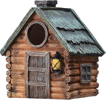 Real Wood-Look Resin Bird House – Waterproof & Durable Forest Bird Houses for Garden, Patio, Yard
