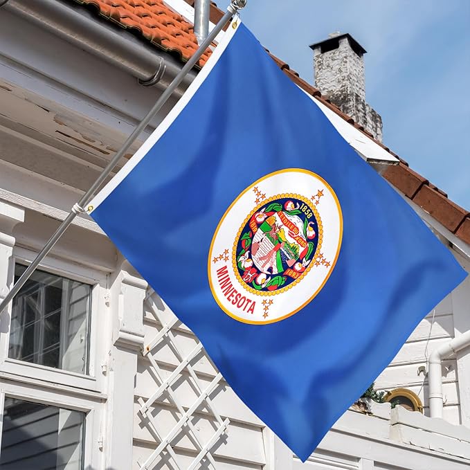 XIFAN Premium Minnesota State Flag 3x5 ft Outdoor, Double Sided Embroidered Image, Heavy Duty 210D Nylon MN Flags, the Strongest Longest Lasting for Outside with Sewn Stripes/Brass Grommets