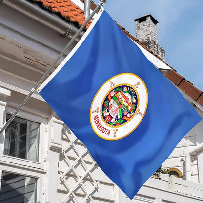 XIFAN Premium Minnesota State Flag 3x5 ft Outdoor, Double Sided Embroidered Image, Heavy Duty 210D Nylon MN Flags, the Strongest Longest Lasting for Outside with Sewn Stripes/Brass Grommets
