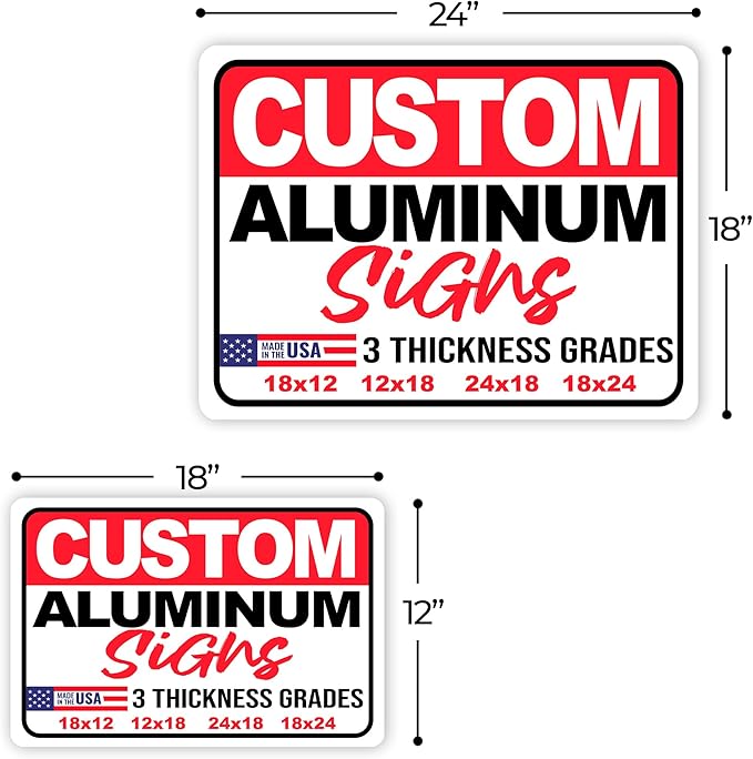 18x12" Custom Aluminum Sign with Text, Personalized Metal Sign for Outdoor, Customized Aluminum Signs for Business, Office or Home (Horizontal)