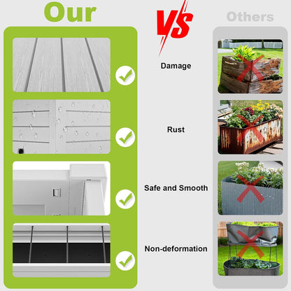 Elevated Raised Garden Bed,Outdoor Large Resin Patio Planter Box Stand Divisible with Drain Plug,Water Monitor for Plants Vegetables Flowers Fruits(Ashen)