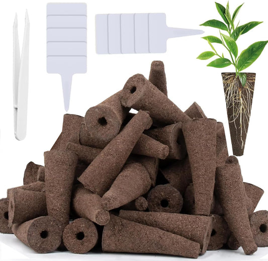 61 Pack Grow Sponges, Replacement Root Growth Sponges Seed Pods Compatible with AeroGarden, Compatible with Hydroponics Growing System Kit, Includes 10 Plant Labels and 1 Tweezers