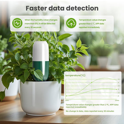 Smart WiFi Soil Moisture & Temperature Sensor - Hub-Free Soil Meters for Lawn, Garden, Greenhouse, Real-Time App Alerts, IP67 Waterproof, Works with Automatic Watering Systems,Gardening Gift