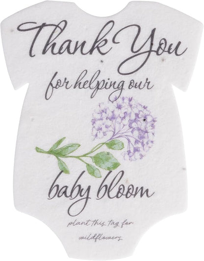 Onesie Seed Paper – 15 Hydrangea Baby Shower Favors for Guests with Wildflower Seeds, Writable & Plantable, Baby Shower Gifts for Guest