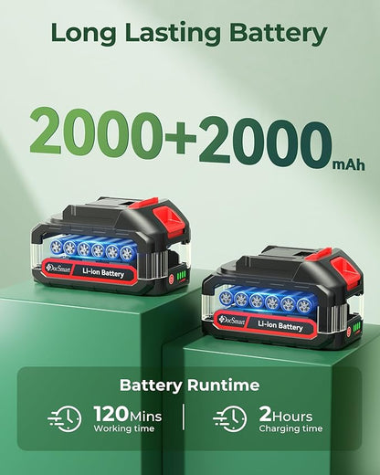 20'' Hedge Trimmer Cordless with Battery, Electric Handheld Bush Clipper with 2 Pack Rechargeable Batteries, 3000RPM 180° Rotatable Head, 2/3'' Blade Gap