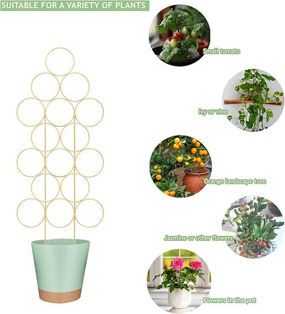 Trellis for Climbing Plants Indoor 15.7 Inch, Small Plant Trellis for Potted Plants, 3 Pack Stackable Circle Garden Houseplant Trellis for Vines
