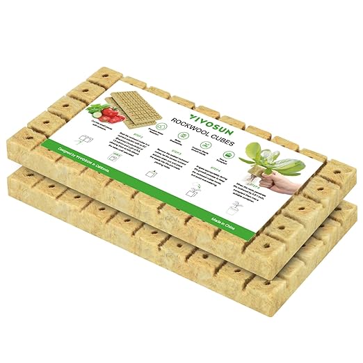 VIVOSUN 1 Inch Rockwool Cubes, Grow Cubes for Hydroponics, Cuttings, Cloning, Plant Propagation, Seed Startling, 2 Sheets 100 Plugs