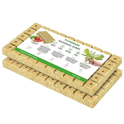 VIVOSUN 1 Inch Rockwool Cubes, Grow Cubes for Hydroponics, Cuttings, Cloning, Plant Propagation, Seed Startling, 2 Sheets 100 Plugs