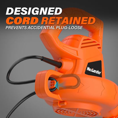 MAXLANDER Leaf Blower Corded, 7-AMP 350CFM/155MPH Electric Leaf Blower, Lightweight Handheld Small Leaf Blowers for Lawn Care