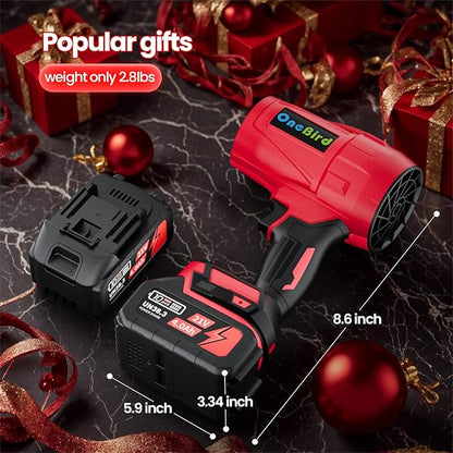 Cordless-Leaf-Blower for Lawn Care-Handheld Blower-Electric Leaf Blower with Battery and Charger with 21V, 4.0Ah X 2 Batteries, Portable dust Cleaner-Lightweight Leaf blowers for Patio Cleaning-red