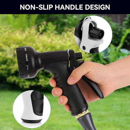 Garden Water Hose Nozzle ABS Water Spray Nozzle with 10 Spray Modes Suitable for Watering Plants, Iawns and Gardens, Car Washing, Cleaning, Showering Pets and Outdoor Fun, Black