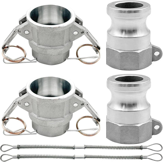 SAFBY 2 PCS Type A and Type D, Aluminum Cam Lock Fittings Cam Groove Fitting Camlock Fittings, Male and Female Adapter Female NPT Thread Camlock Fitting