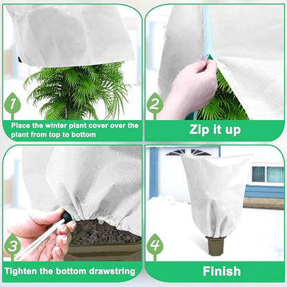 DQS 4 Pack Plant Covers Freeze Protection, 47.2" x70.8" Winter Frost Protection Blankets Frost Cloth,Suitable for Outdoor Winter Frost, Cold Weather, shrubs, Trees, Jackets, and coverings