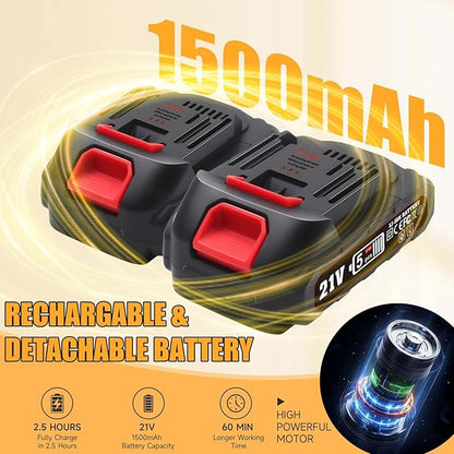 Cordless Hedge Trimmer, 2-in-1 Handheld Electric Hedge Trimmer/Grass Shears for Garden,Yard and Lawns, Shrub Trimmer with 2 PCS Rechargeable Battery&Charger (Yellow)