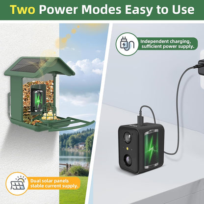 Smart Bird Feeder with Camera Solar Powered,AI Species Identify,2K HD Auto Capture Video,Instant Arrival Alerts,2L Large Capacity,IP65 Waterproof,Hummingbird Feeders for Outdoors,Gift for BirdLovers