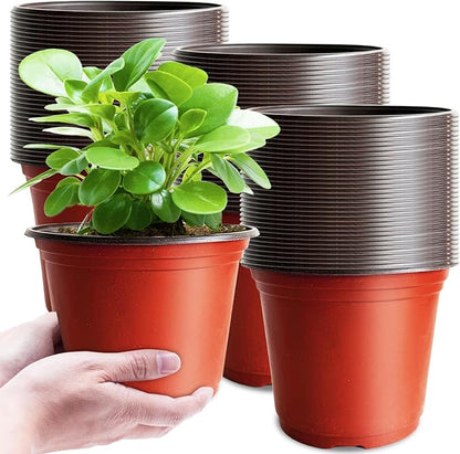 100 Pcs Plant Nursery Pots,6 Inch Thicker Plastic Seedling Pots with Holes,Seed Starting Pot Flower Plant Container for Succulents,Seedlings,Cuttings,Transplanting