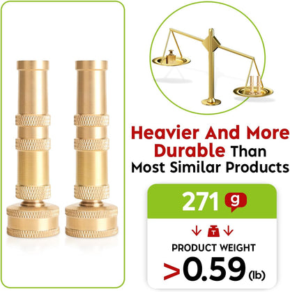 Heavy-Duty Adjustable Twist Hose Nozzle，High Pressure Garden Hose Jet Nozzles for Garden Watering、Car Washing、Driveway Cleaning, 2 pack