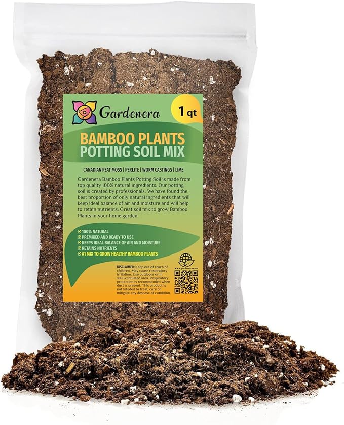 GARDENERA Premium Bamboo Potting Soil Mix - (1 Quart Bag)