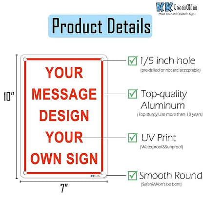 Custom Sign Outdoor 10x7 Inches Vertical, Metal Gate Sign Personalized for Outside, Customized for Home, Office, Garage, Porch, Delivery Signage, .040 Aluminum, Rust Free, Waterproof