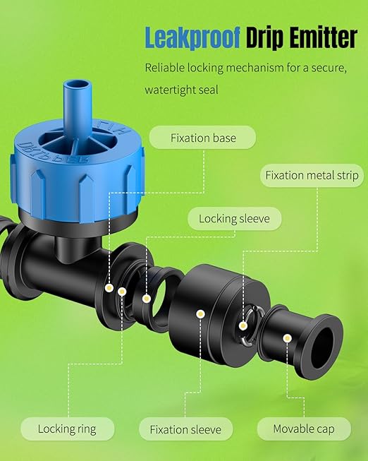 Pawfly Push-to-Fit Drip Irrigation Emitters 1 GPH Pressure Compensating Drippers with Constant Water Flow Irrigation Drippers Drip Emitters Drip Irrigation System Parts for 1/4 Inch Tubing, 30 Pcs