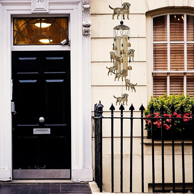 Outdoor Dog Wind Chimes Decor, Portable Wind Chime, Mobile Wind Catcher, Memorial Wind Bells with 7Dogs for Home, Yard, Patio, Trees, Garden Decoration, Valentines Gift, Festival Gift for Mom