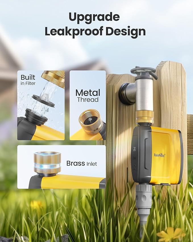 RAINPOINT WiFi Water Timer - TTV103WRF Brass Inlet Sprinkler, Use with TWG004WRF WiFi Hub