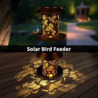 Solar Bird Feeder for Outdoors Hummingbird Solar Lanterns Metal Waterproof Outside Wild Bird Feeders Birthday Gifts for Women Mom Grandma Outdoor Hanging Garden Decor Lights for Yard, Patio
