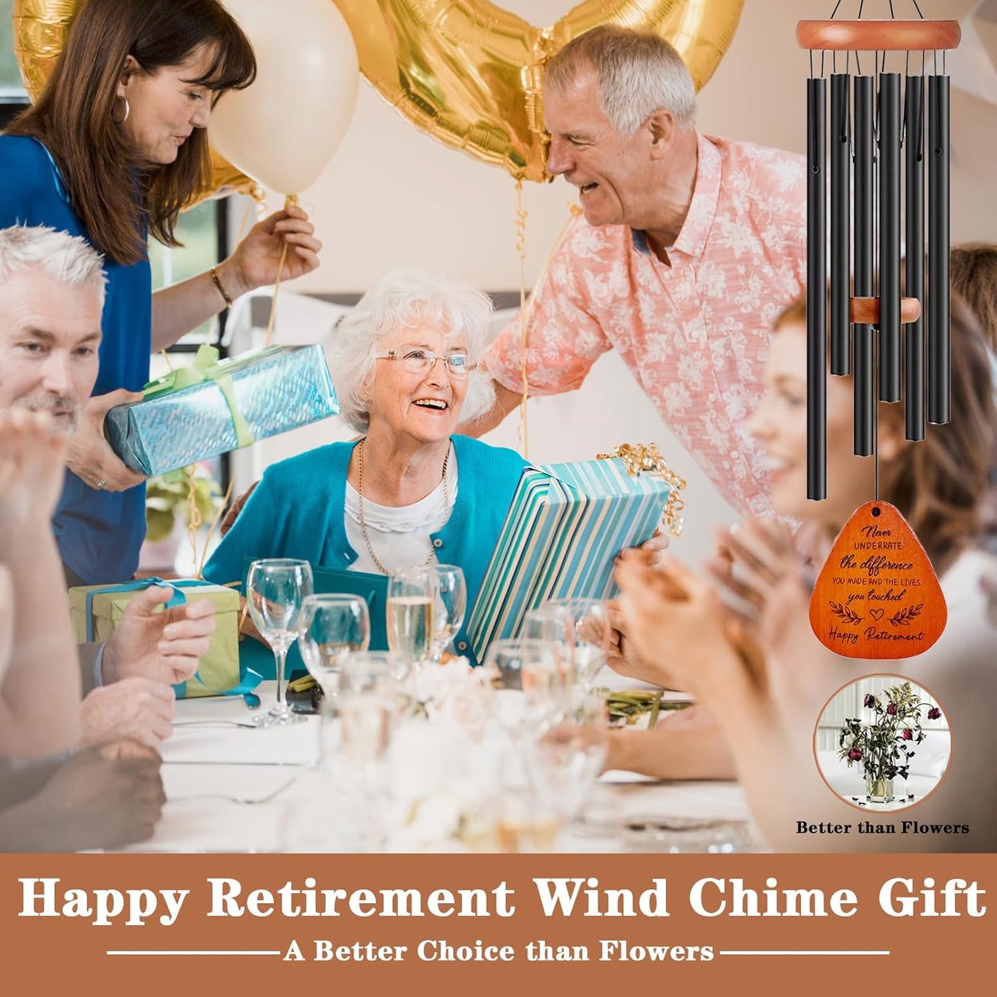 Retirement Gift for Women, 32" Wind Chimes Retirement Gifts, Happy Retirement Gifts for Teacher Nurses Coworker Colleague Boss Friends