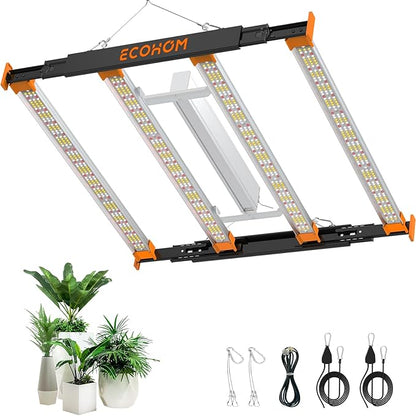 Grow Lights for Indoor Plants, 320W LED Grow Light, 3x3ft Coverage Full Spectrum Daisy Chain Growing Light, Dimmable & Retractable Bar Style Grow Lamp for Greenhouse Vegetable Flower
