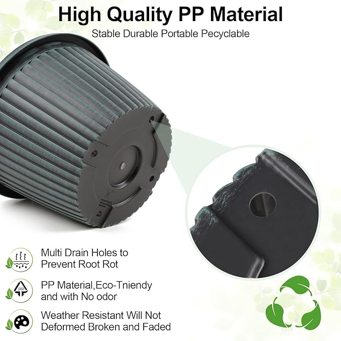 Large-Planter-Indoor-Outdoor Plant Pots, 16 inch 4 Pack Plastic Flower Pots with Saucer And Drainage Holes, Modern Garden Planters For Planting Medium Large Plants， Decorative Resin Garden Pots