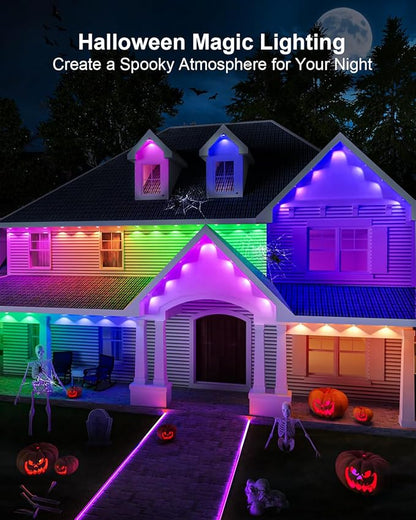 Permanent Outdoor Light Pro, 100ft with 72 RGB+IC LED Lights, 90 Scene Modes, AI Light Design, IP67 Waterproof for Halloween Christmas Decor and Daily Lighting, Work with Alexa, Google