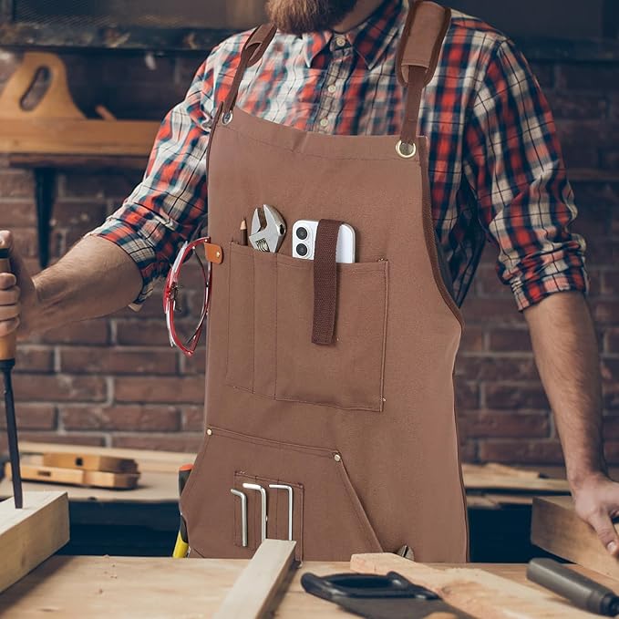 Multi-Functional Men's Tool Apron, Multi-Pocket Canvas Apron, Woodworking, Mechanic, Blacksmith, Waiter Work Apron