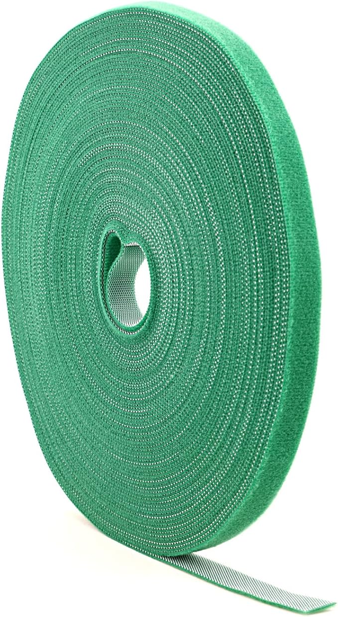 Reusable Plant Ties Hook and Loop Soft Garden Tape Roll Gentle Plant Supporting Ties Double Sided Self Gripping Adjustable Garden Staking Straps for Climbing Plants and Vines (1/2 Inch x 82 ft, Green)
