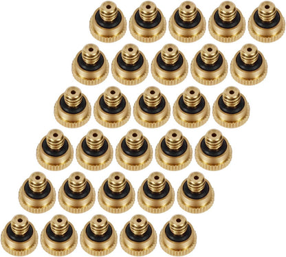 Brass Misting Nozzles 0.016" Orifice (0.4mm) 10/24 UNC, Water Mister Parts Fog Nozzles for Patio Misting System Outdoor Cooling System (30)