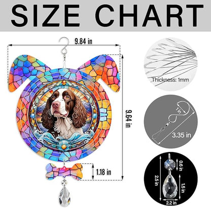 American Water Spaniel Dog Ears Wind Spinner, American Water Spaniel Wind Spinner Hanging for Yard and Garden