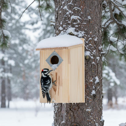 Outdoor Bluebird Weather Resistant Natural Cedar Nesting Box Bird House Easy Open Latch, and Metal Roof