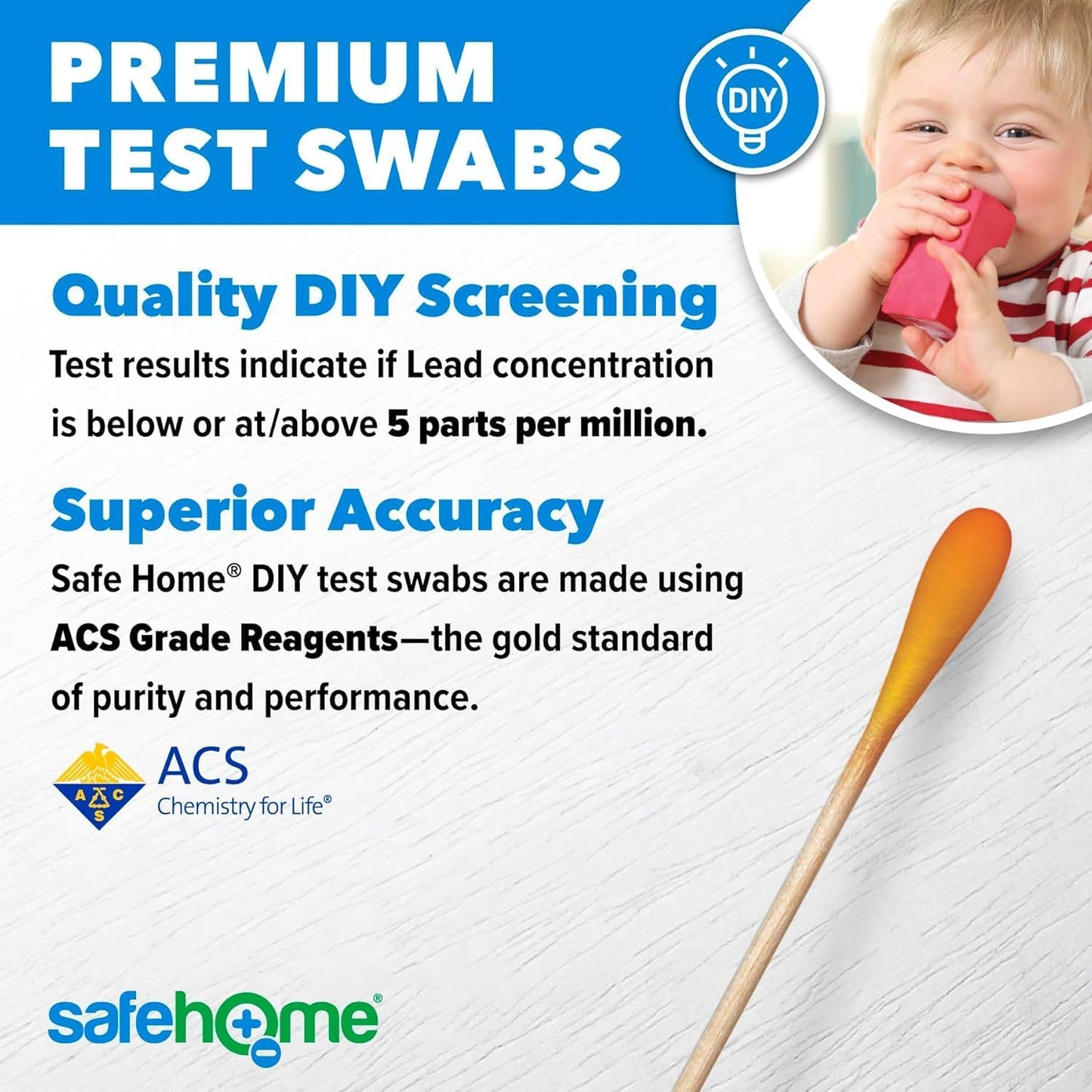 Safe Home® Lead Combo Test Kit – 10 DIY Swabs + Optional Testing at our EPA Certified Lab – Detect Lead on Solid Surfaces – USA Made for Homeowners & Contractors – (1 Pack)