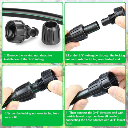 3/4 Inch Female Pipe Thread to 1/2 Inch Drip Irrigation Tubing Adapter: 6 Pieces 1/2 In. Barbed Drip Line x 3/4 In. Faucet PVC Adapter Connect 3/4" FHT Faucet Garden Hose