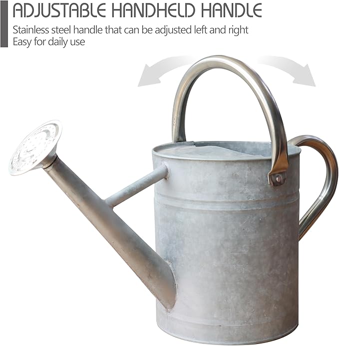 Metal Watering Can for Outdoor and Indoor Plants, Watering Can Decor, 1 Gallon (Zinc Stainless Steel Handle)