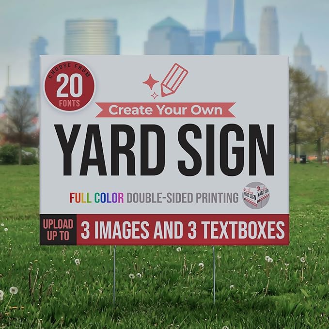 24x18" Double Sided Custom Yard Sign with Metal Stakes, Personalized Full Color Corrugated Yard Sign for Outdoors, Front and Back Custom Printed Personalized Lawn Signs 10 Pack (Design 3)