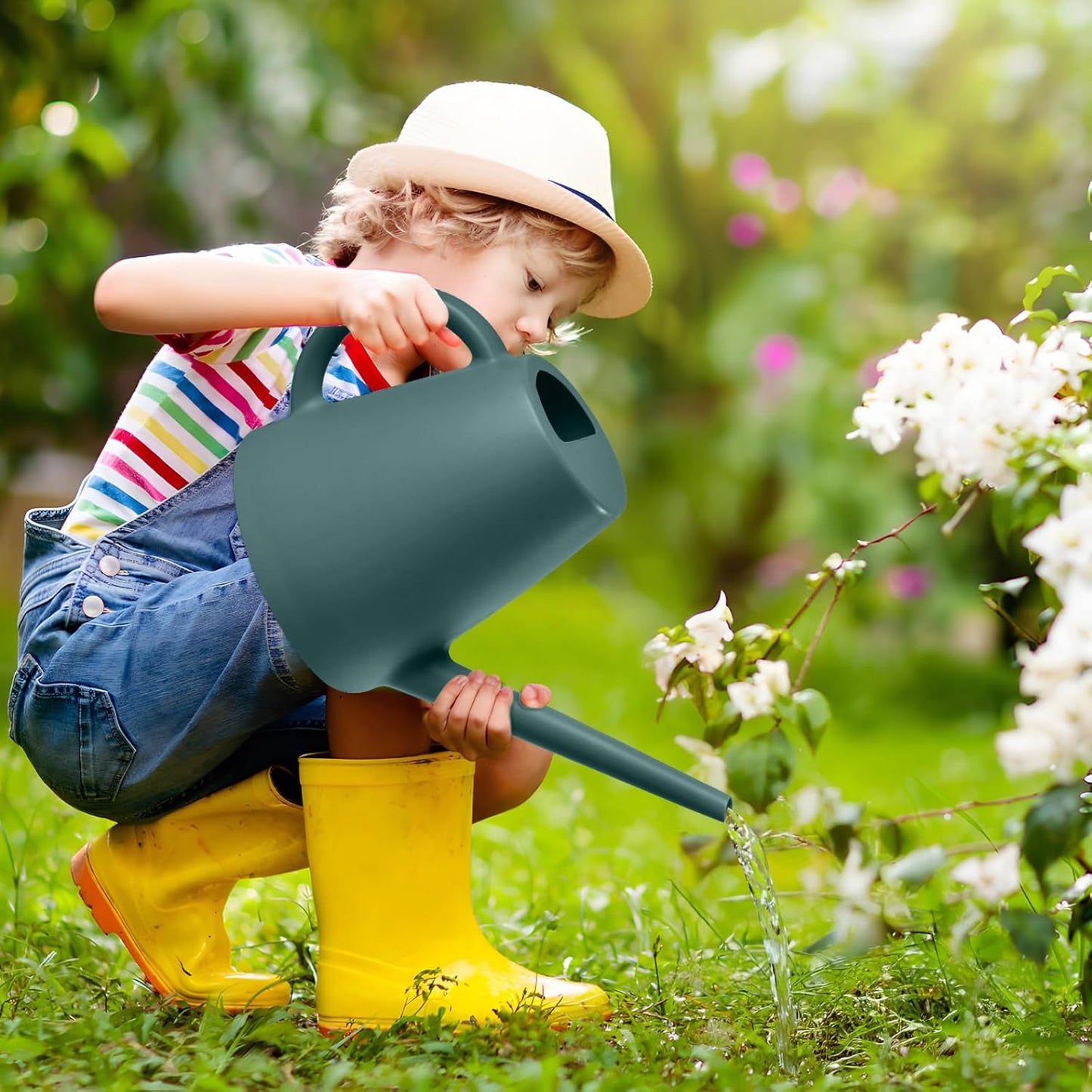ZXJ Plant Watering Cans for Indoor and Outdoor Home Garden Plants - with Long Spout - Blackis Green - 1/2 Gallon