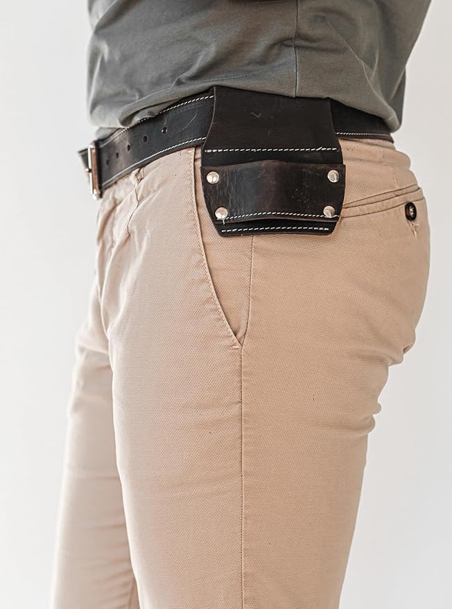 Garden Florist Tool Belt for Men | Leather Tool Belt for Women | Handmade Belt for Gardener, Electrician, and Carpenter | Leather Florist Belt (Brown CrazyHorse) (Black crazy-horse, one size)