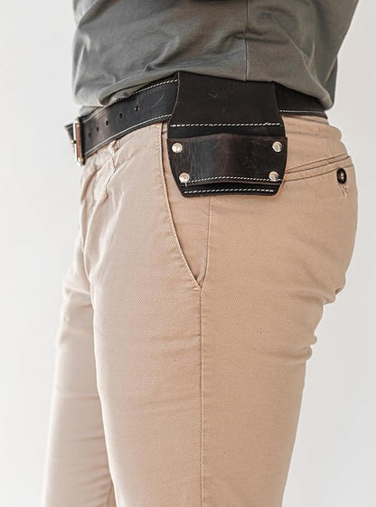 Garden Florist Tool Belt for Men | Leather Tool Belt for Women | Handmade Belt for Gardener, Electrician, and Carpenter | Leather Florist Belt (Brown CrazyHorse) (Black crazy-horse, one size)